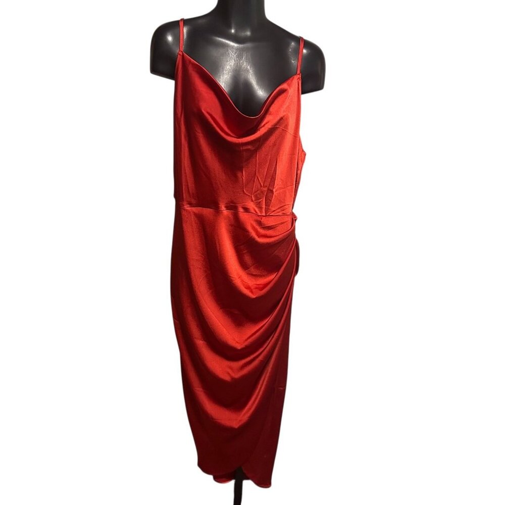 Floerns Women’s Large Plus Red Sleeveless Dress Adjustable Straps Side Zip NWT